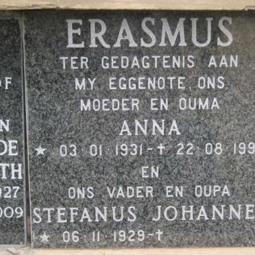 ERASMUS Stefanus Johannes 1929- &amp; Anna 1931-1990