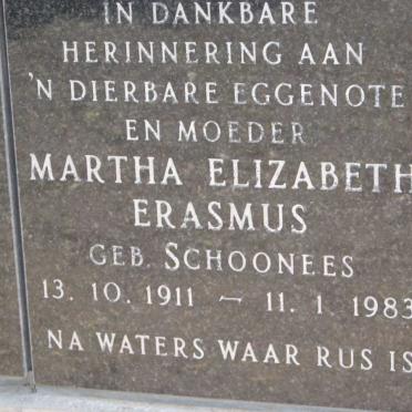 ERASMUS Martha Elizabeth nee SCHONEES 1911-1983