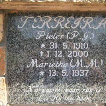 FERREIRA P.G. 1910-2000 &amp; M.M. 1937-
