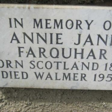 FARQUHAR Annie Jane 1884-1956