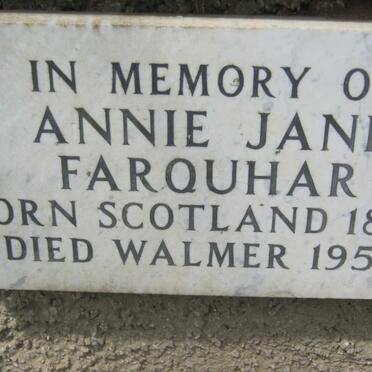 FARQUHAR Annie Jane 1884-1956