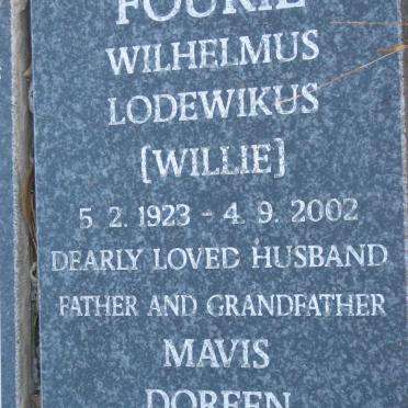 FOURIE Wilhelmus Lodewikus 1923-2002 &amp; Mavis Doreen 1828-2004