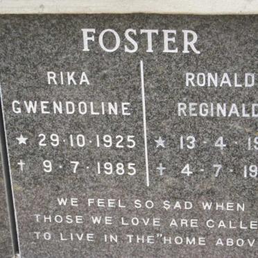 FOSTER Ronald Reginald 1913-1994 &amp; Rika Gwendoline 1925-1985