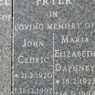FRYER Cedric 1920-1997 &amp; Maria Elizabeth Daphney 1923-1994