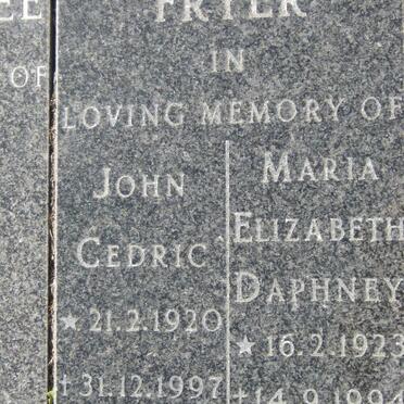 FRYER Cedric 1920-1997 &amp; Maria Elizabeth Daphney 1923-1994