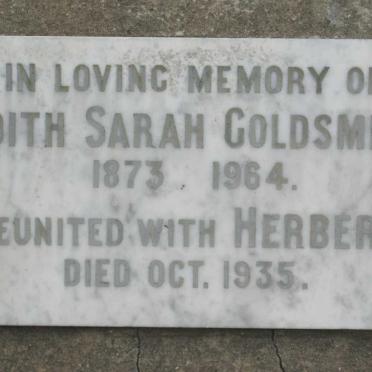 GOLDSMITH Herbert -1935 &amp; Edith Sarah 1873-1964 