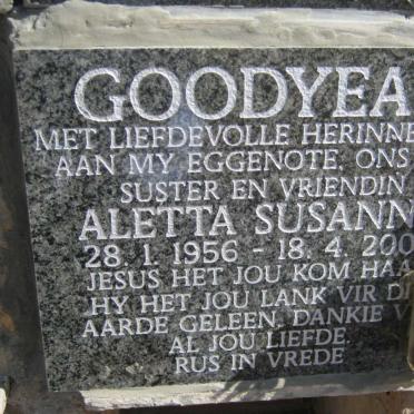 GOODYEAR Aletta Susanna 1956-2009