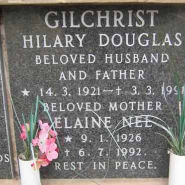 GILCHRIST Hilary Douglas 1921-1991 &amp; Elaine NEL 1926-1992