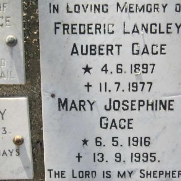 GACE Frederick Langley Aubert 1897-1977 &amp; Mary Josephine 1916-1995