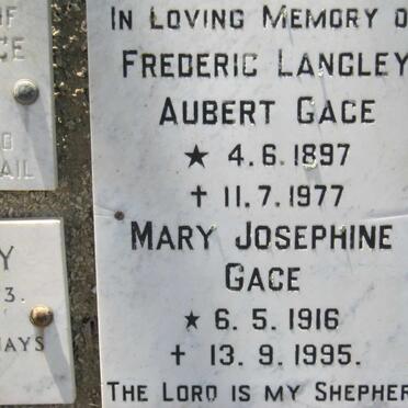 GACE Frederick Langley Aubert 1897-1977 &amp; Mary Josephine 1916-1995