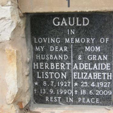 GAULD Herbert Liston 1927-1990 &amp; Adelaide Elizabeth 1927-2009