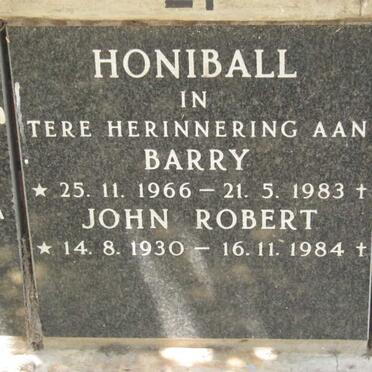 HONIBALL Barry 1966-1983 :: HONIBALL John Robert 1930-1984