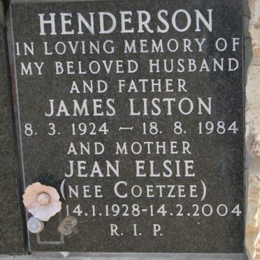 HENDERSON James Liston 1924-1984 &amp; Jean Elsie COETZEE 1928-2004