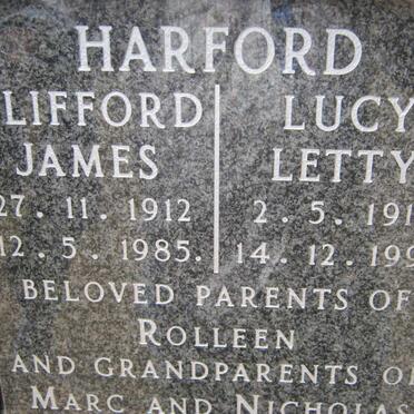 HARFORD Clifford James 1912-1985 &amp; Lucy Letty 1918-1996