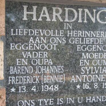 HARDING Barend Johannes Frederick 1948- &amp; Sylvia Antoinette 1950-