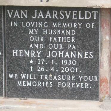 JAARSVELDT Henry Johannes, van 1930-2001