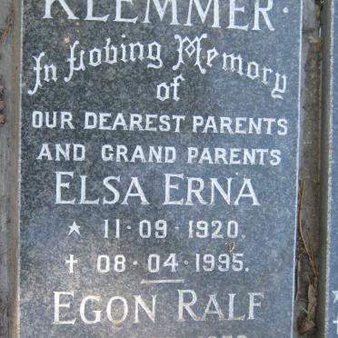 KLEMMER Egon Ralf 1930-2003 &amp; Elsa Erna 1920-1995
