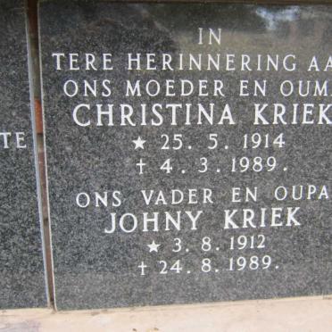 KRIEK Johny 1912-1989 &amp; Christina 1914-1989