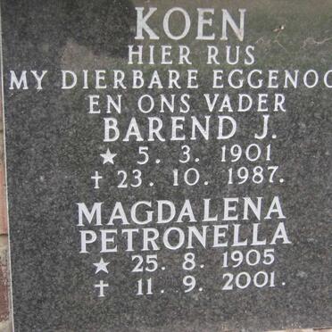 KOEN Barend J. 1901-1987 &amp; Magdalena Petronella 1905-2001