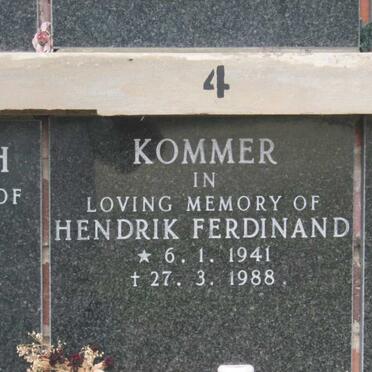 KOMMER Hendrik Ferdinand 1941-1988