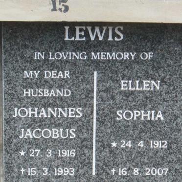LEWIS Johannes Jacobus 1916-1993 &amp; Ellen Sophia 1912-2007