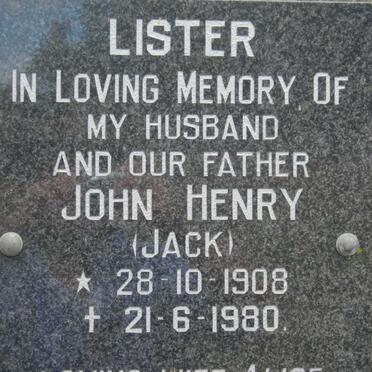 LISTER John Henry 1908-1980