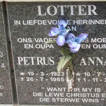 LOTTER Petrus 1923-1985 &amp; Anna 1926-2000
