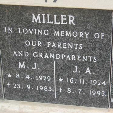 MILLER J.A. 1924-1993 &amp; M.J. 1929-1985
