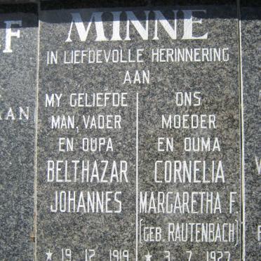 MINNE Belthazar Johannes 1919-1998 &amp; Cornelia Magaretha F. RAUTENBACH 1927-2007