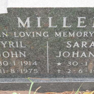 MILLER Cyril John 1914-1975 &amp; Sarah Johanna 1919-1984