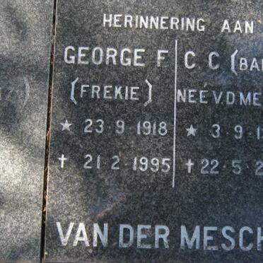 MESCHT George, van der 1918-1995 &amp; C.C. VAN DER MERWE 1923-2004