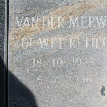 MERWE de Wet Retief, van der 1928-1996