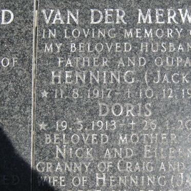 MERWE Henning, van der 1917-1995 &amp; Doris 1913-2001