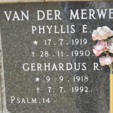 MERWE Gerhardus R., van der 1918-1992 &amp; Phyllis E. 1919-1990 