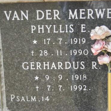 MERWE Gerhardus R., van der 1918-1992 &amp; Phyllis E. 1919-1990 