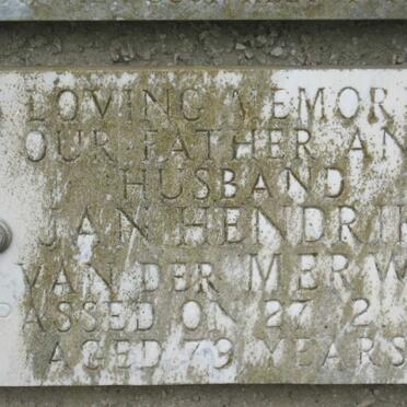 MERWE Jan Hendrik, van der -1968