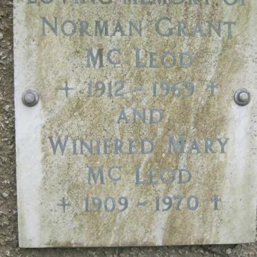 Mc LOED Norman Grant 1912-1969 &amp; Winifred Mary 1909-1970