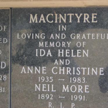 MACINTYRE Ida Helen :: MACINTYRE Anne Christine 1935-1983 :: MACINTYRE Neil More 1892-1991