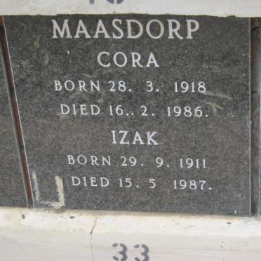 MAASDORP Izak 1911-1987 &amp; Cora 1918-1986