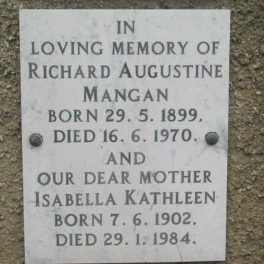 MANGAN Richard Augustine 1899-1970 &amp; Isabella Kathleen 1902-1984
