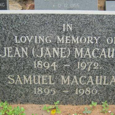 MACAULAY Samuel 1895-1980 &amp; Jean 1894-1972