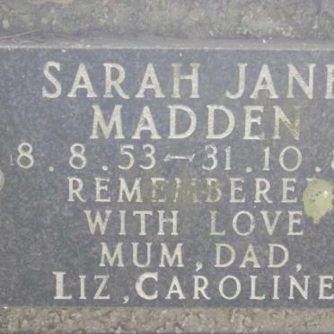 MADDEN Sarah Jane 1953-1989