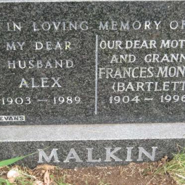 MALKIN Alex 1903-1989 &amp; Frances Monica BARTLETT 1904-1996