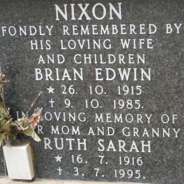 NIXON Brian Edwin 1915-1985 &amp; Ruth Sarah 1916-1995