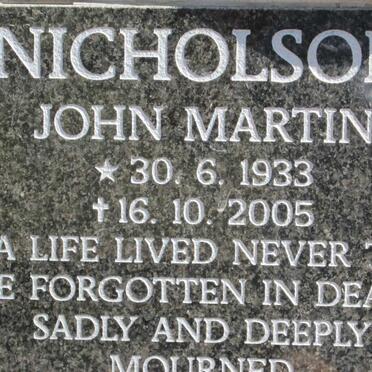 NICHOLSON John Martin 1933-2005