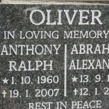 OLIVER Anthony Ralph 1960-2007 :: OLIVER Abraham Alexander 1953-2010 