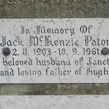 PATON Jack McKenzie 1903-1961