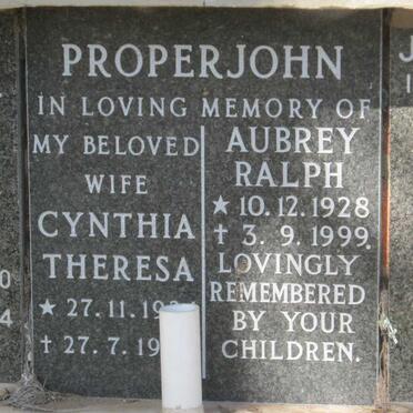 PROPERJOHN Aubrey Ralph 1928-1999 &amp; Cynthia Theresa