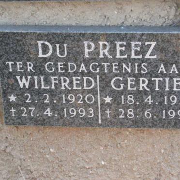 PREEZ Wilfred, du 1920-1993 &amp; Gertie 1923-1997 