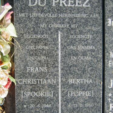 PREEZ Frans Christiaan, du 1946-2202 &amp; Bertha  1950-